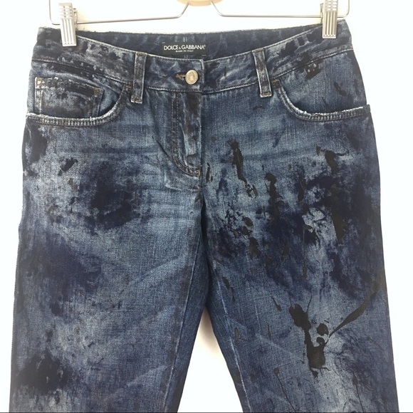 [Sold]⬇️NWOT Dolce & Gabbana Painted Bootcut Jeans - Picture 1 of 8